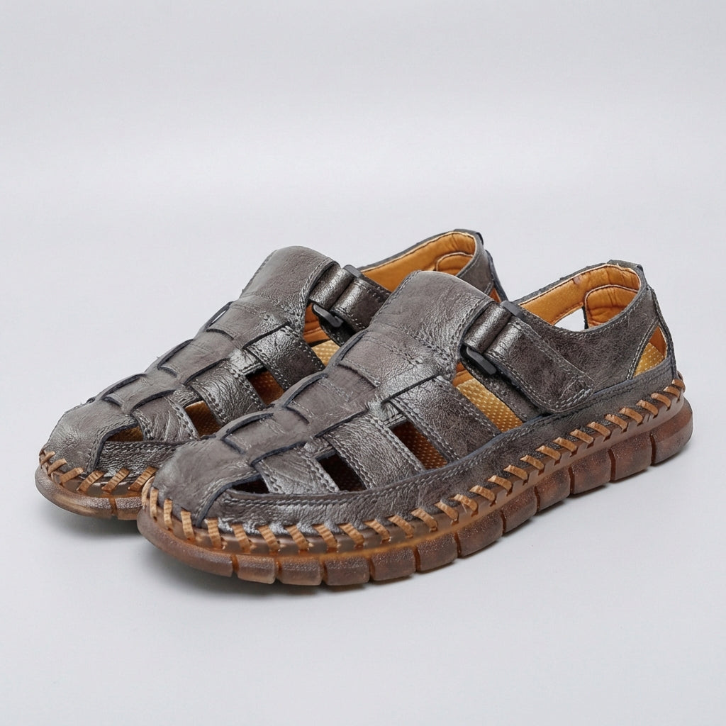 Sandales Mænd Casual Lukkede Sommersandaler med Velcrorem og Fleksibel Sålajourées