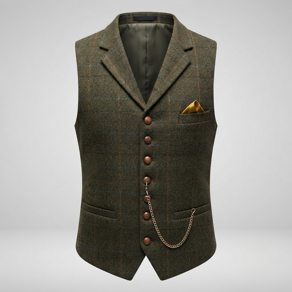 Sebastian King - Slank Pasform Tweed Vest Til Herre