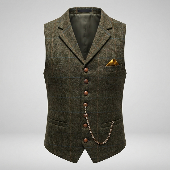 Sebastian King - Slank Pasform Tweed Vest Til Herre