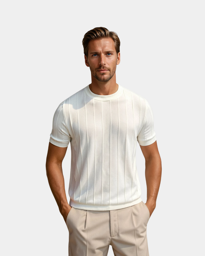 Herre Strikket T-Shirt – Kortærmet