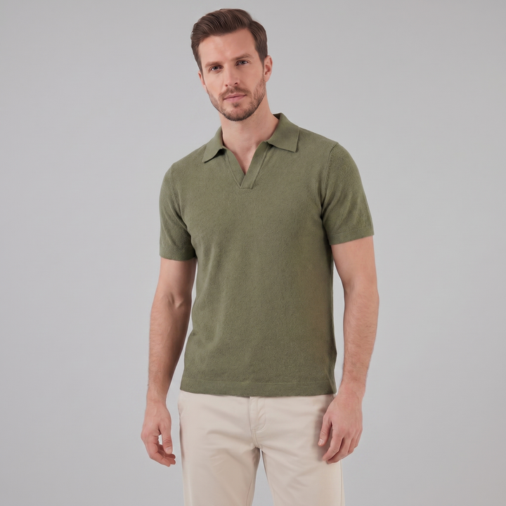 Herre Strikket Polo Shirt med Åben Krave – Kortærmet