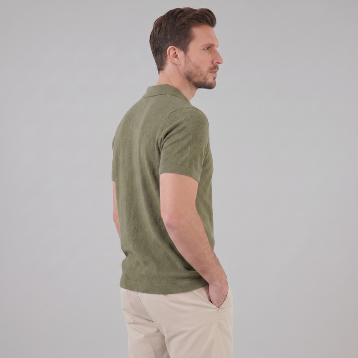 Herre Strikket Polo Shirt med Åben Krave – Kortærmet