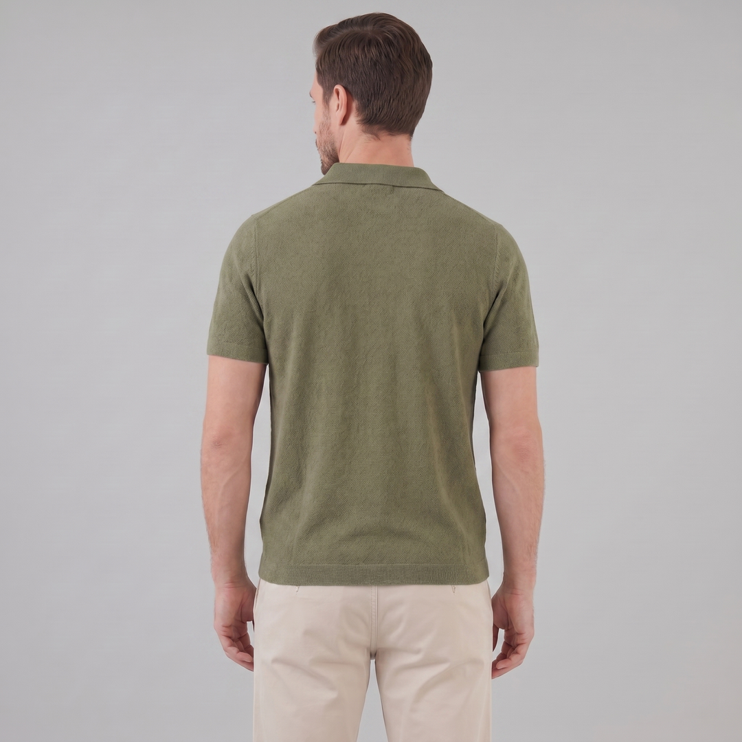 Herre Strikket Polo Shirt med Åben Krave – Kortærmet