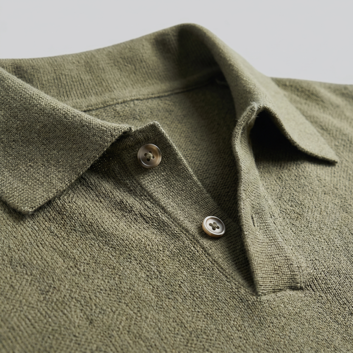 Herre Strikket Polo Shirt med Åben Krave – Kortærmet