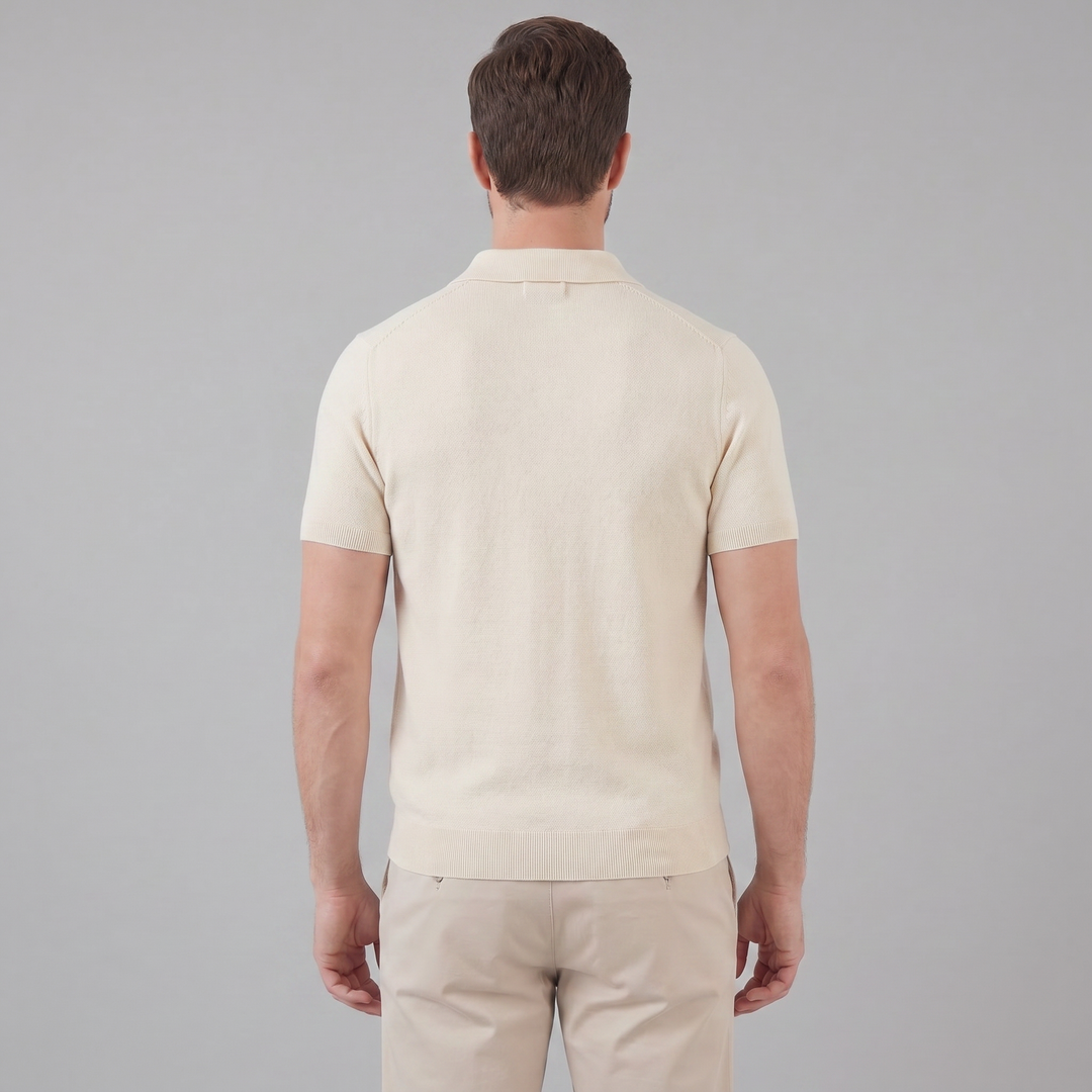 Herre Strikket Polo Shirt med Åben Krave – Kortærmet