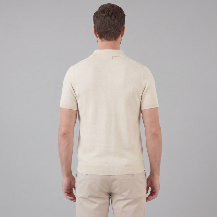 Herre Strikket Polo Shirt med Åben Krave – Kortærmet