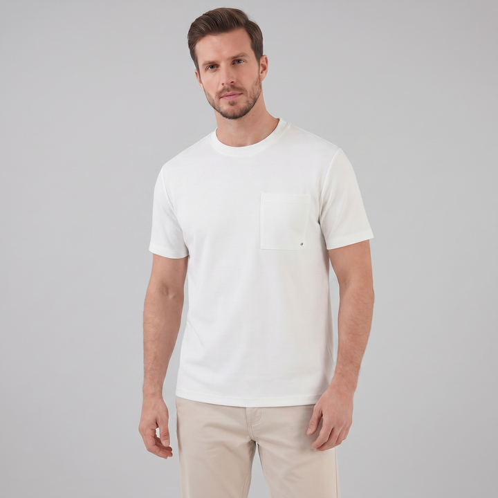 Kortærmet T-shirt med Brystlomme og Rund Hals - til Mænd