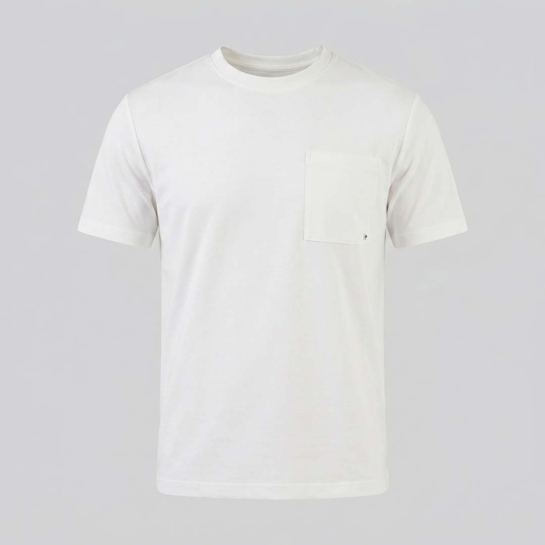 Kortærmet T-shirt med Brystlomme og Rund Hals - til Mænd