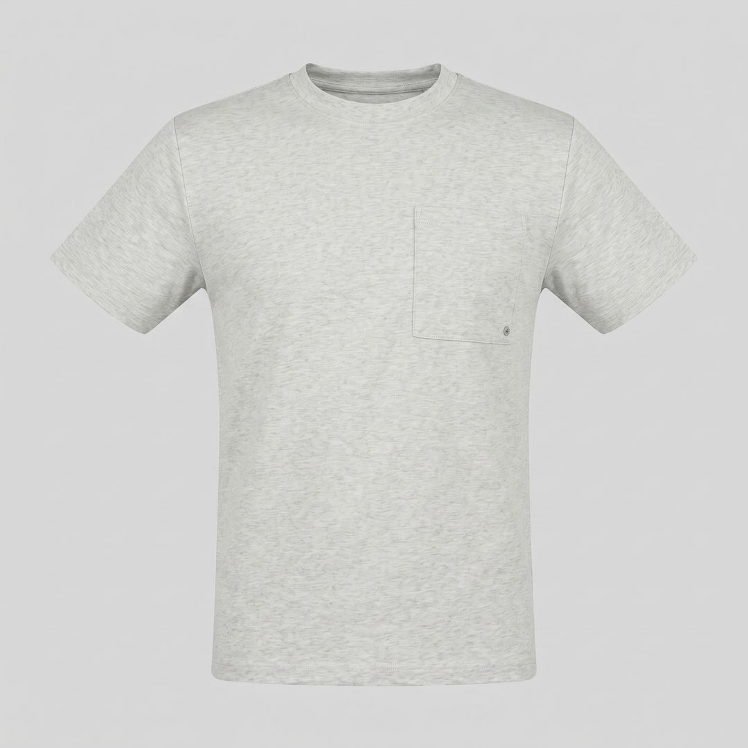 Kortærmet T-shirt med Brystlomme og Rund Hals - til Mænd