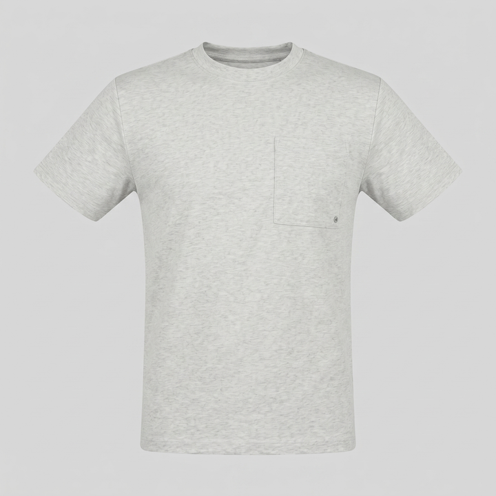 Kortærmet T-shirt med Brystlomme og Rund Hals - til Mænd