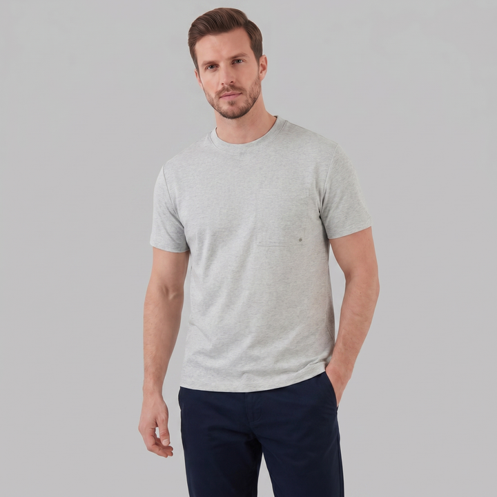 Kortærmet T-shirt med Brystlomme og Rund Hals - til Mænd