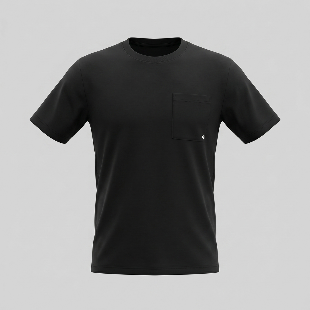 Kortærmet T-shirt med Brystlomme og Rund Hals - til Mænd