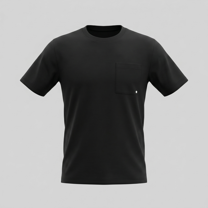 Kortærmet T-shirt med Brystlomme og Rund Hals - til Mænd