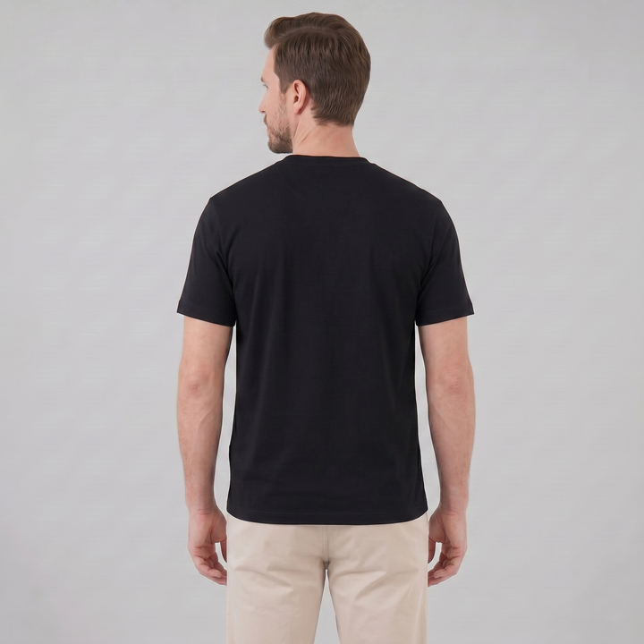 Kortærmet T-shirt med Brystlomme og Rund Hals - til Mænd