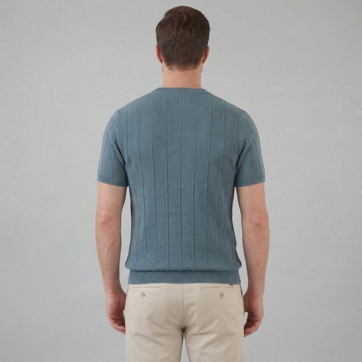 Herre Ribstrikket T-shirt – Kortærmet Rund Hals Top