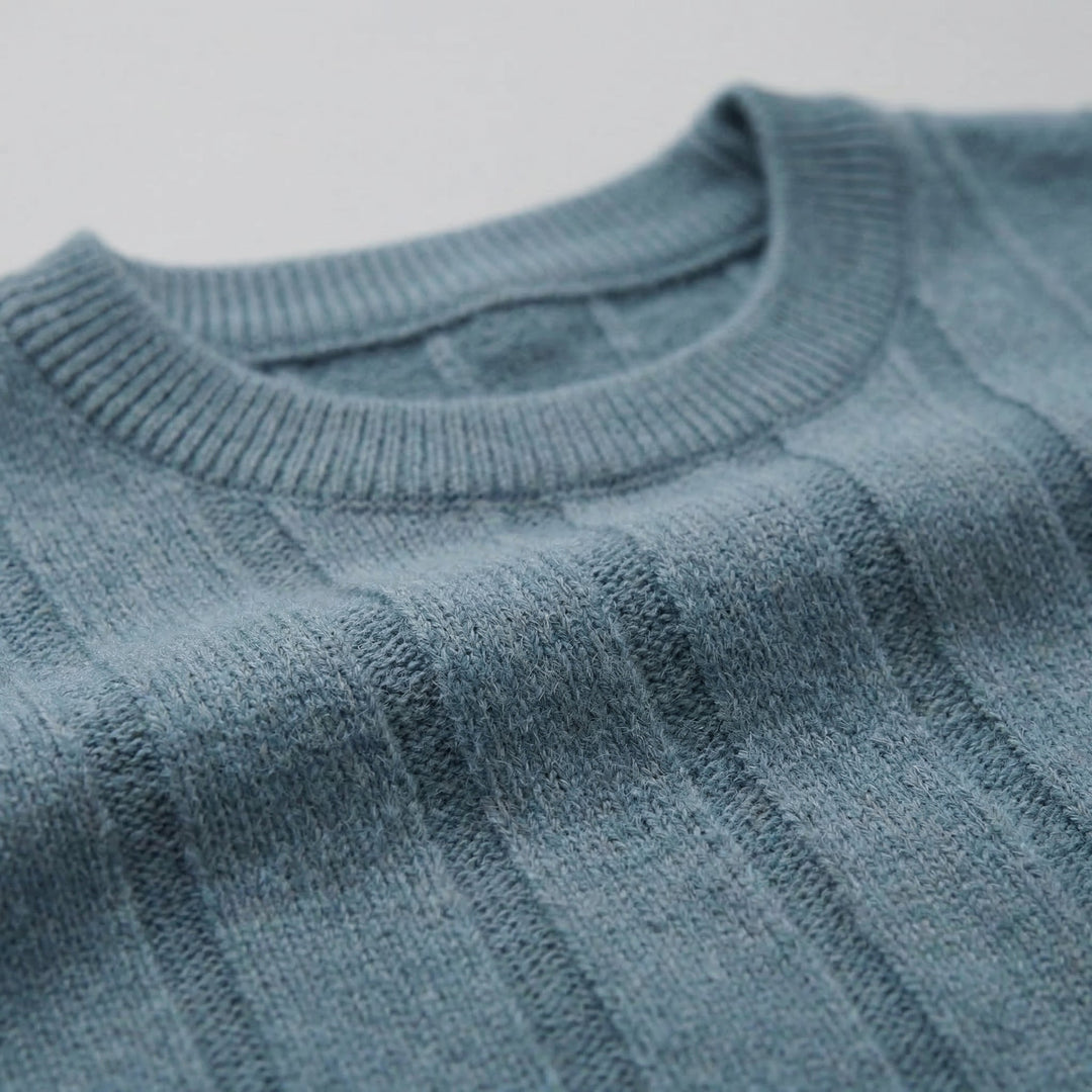Herre Ribstrikket T-shirt – Kortærmet Rund Hals Top