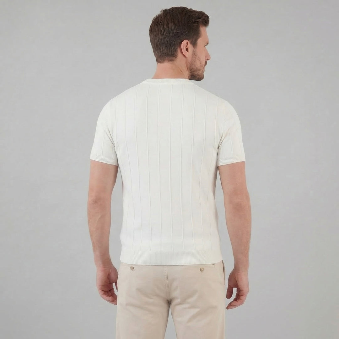 Herre Ribstrikket T-shirt – Kortærmet Rund Hals Top