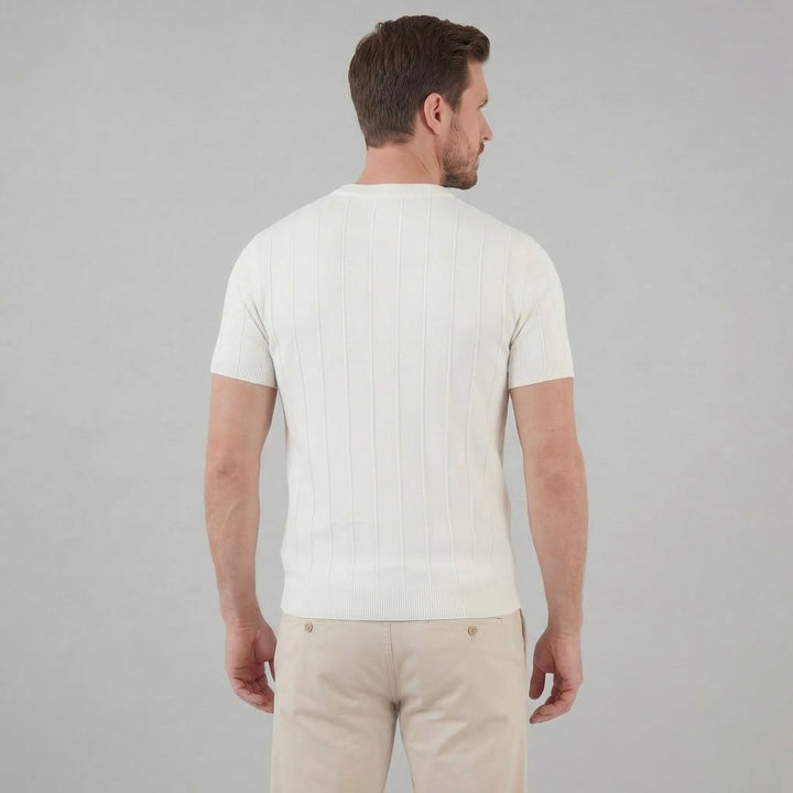 Herre Ribstrikket T-shirt – Kortærmet Rund Hals Top