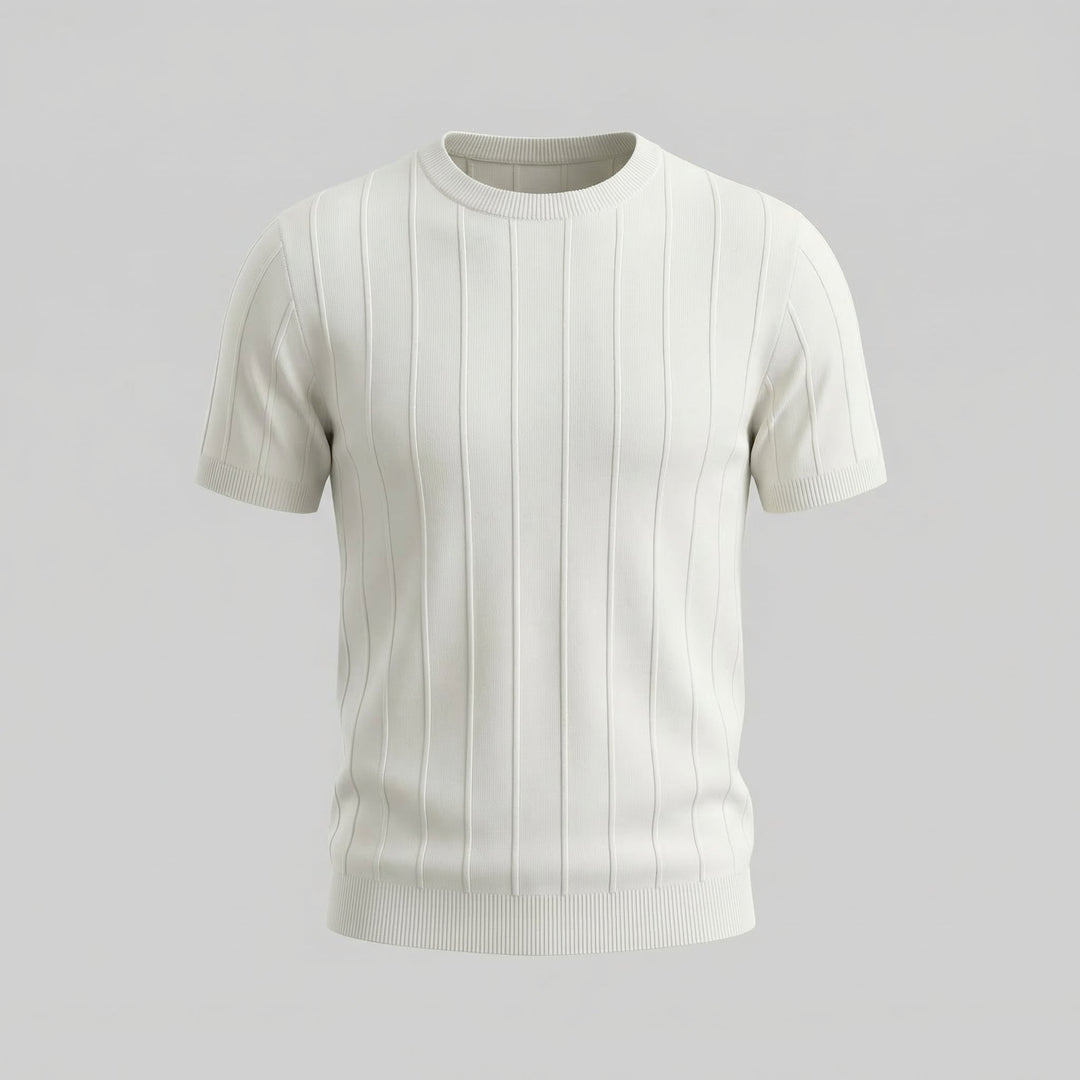 Herre Ribstrikket T-shirt – Kortærmet Rund Hals Top
