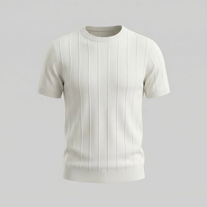 Herre Ribstrikket T-shirt – Kortærmet Rund Hals Top