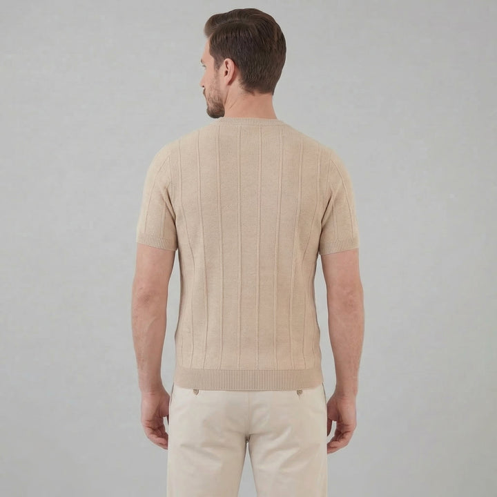 Herre Ribstrikket T-shirt – Kortærmet Rund Hals Top