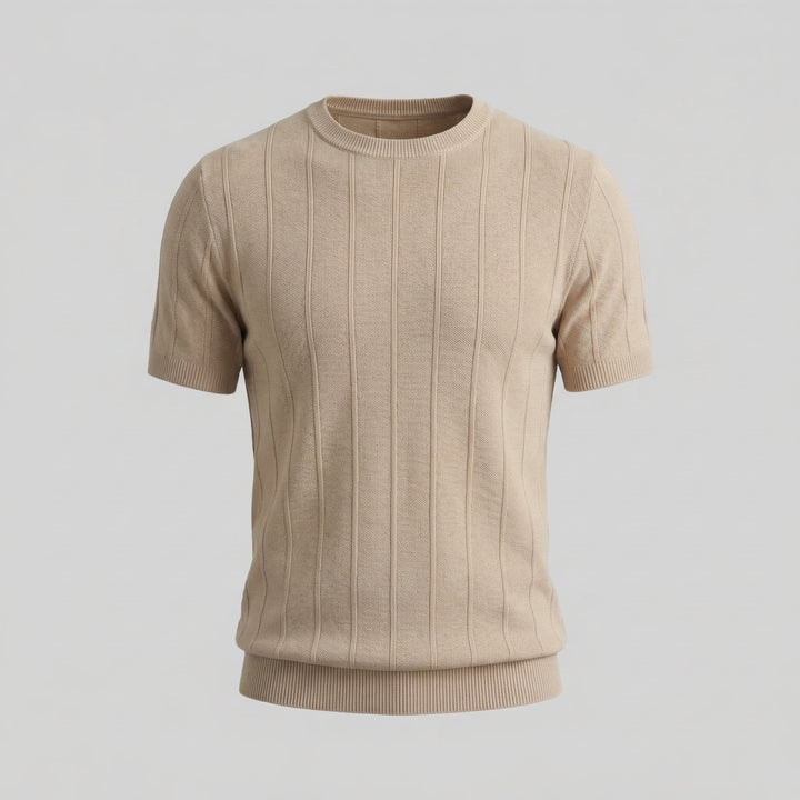 Herre Ribstrikket T-shirt – Kortærmet Rund Hals Top