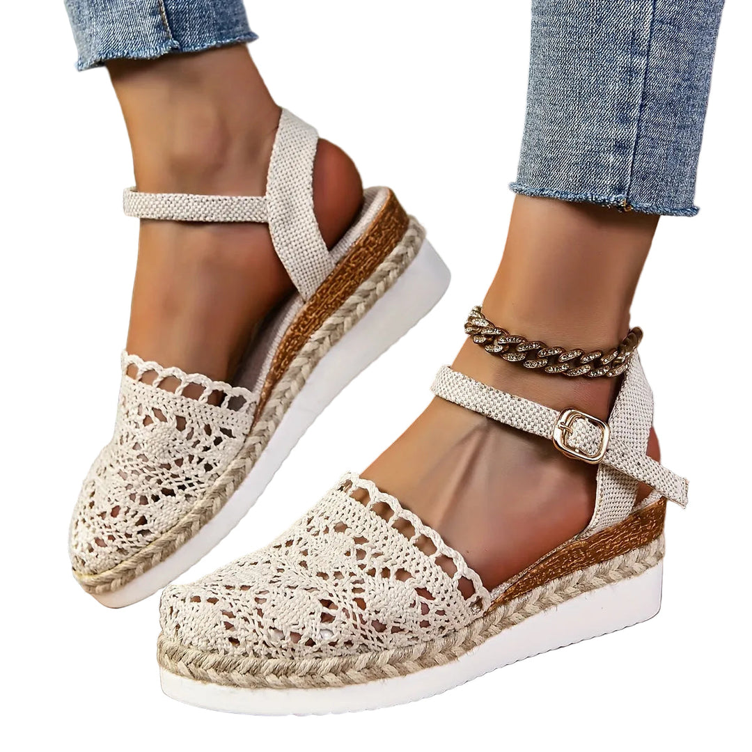Dame Plateau Sandaler med Justerbar Ankelrem