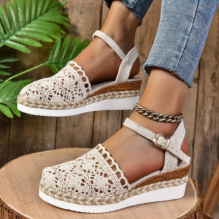 Dame Plateau Sandaler med Justerbar Ankelrem