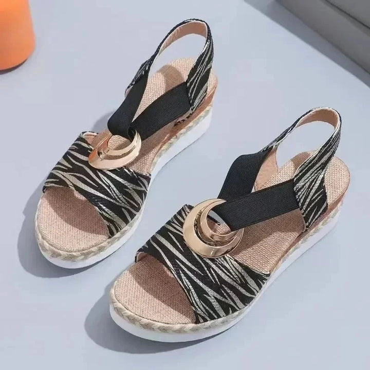 Dame Casual Platform Sandaler med Ringspænde og Espadrillos-kant