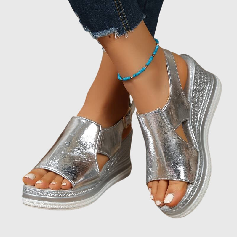 Kvinder Elegante Sommersandaler med Kilesål og Hælrem