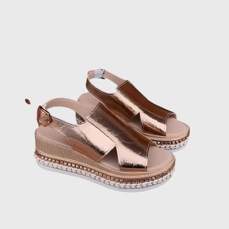 Kvinder Elegante Sommersandaler med Kilesål og Hælrem