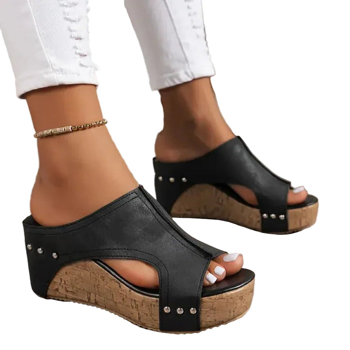 Dame Casual Slip-on Mules med Dækkende Overdel og Mønstret Sål
