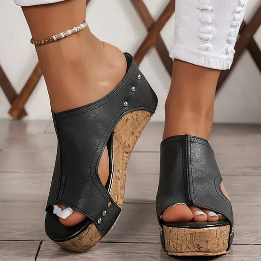Dame Casual Slip-on Mules med Dækkende Overdel og Mønstret Sål