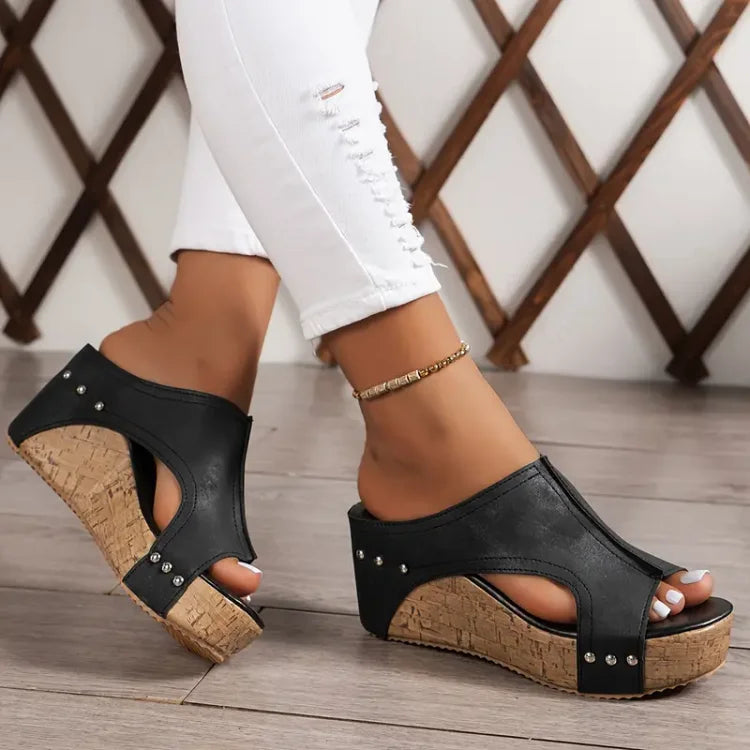 Dame Casual Slip-on Mules med Dækkende Overdel og Mønstret Sål