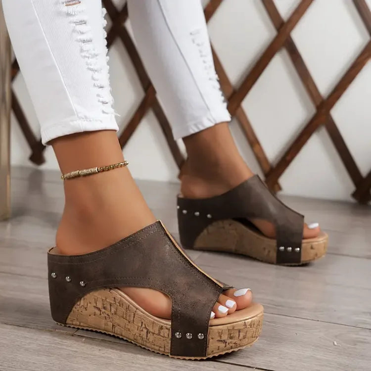 Dame Casual Slip-on Mules med Dækkende Overdel og Mønstret Sål