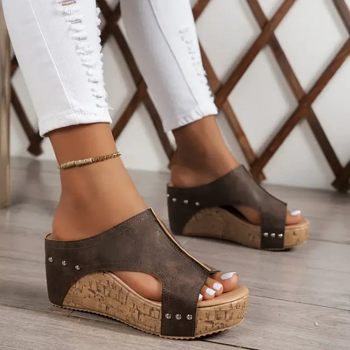 Dame Casual Slip-on Mules med Dækkende Overdel og Mønstret Sål