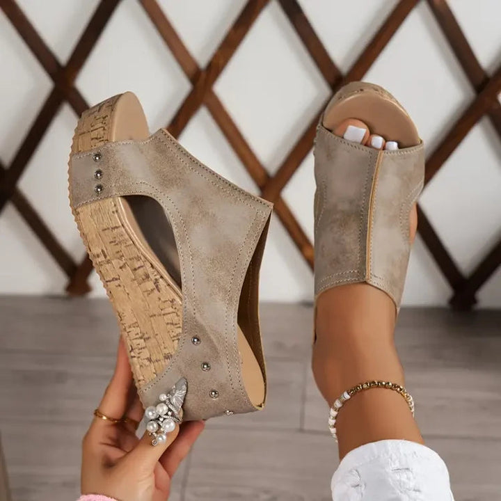 Dame Casual Slip-on Mules med Dækkende Overdel og Mønstret Sål