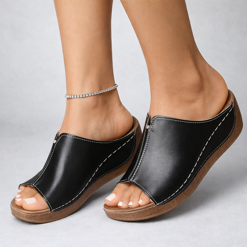Dame Komfort Slip-on Sandaler med Åben Tå