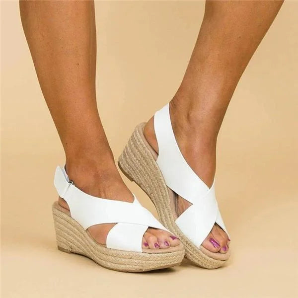 Kvinder Elegante Sommersandaler med Flettet Kilesål