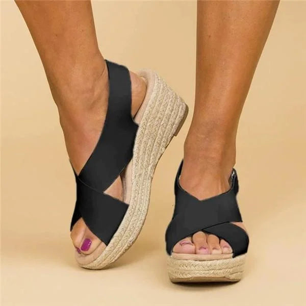 Kvinder Elegante Sommersandaler med Flettet Kilesål