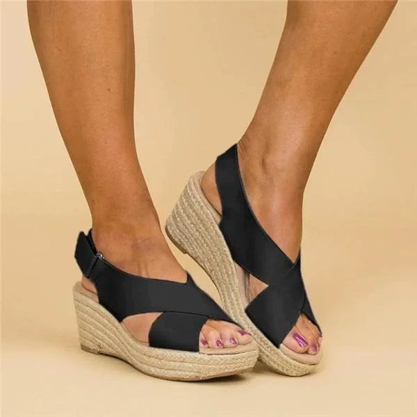 Kvinder Elegante Sommersandaler med Flettet Kilesål