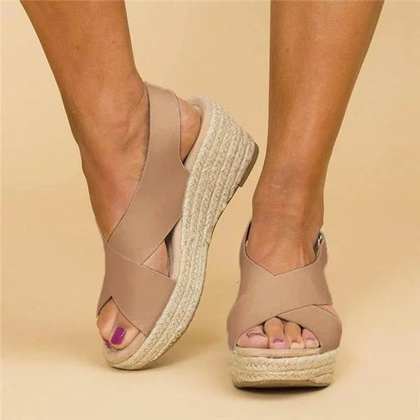 Kvinder Elegante Sommersandaler med Flettet Kilesål