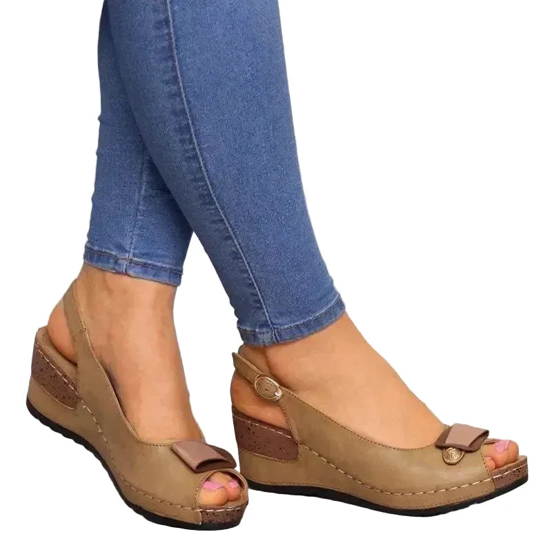 Dame Klassiske Slingback Sandaler med Sløjfedetalje og Spænde