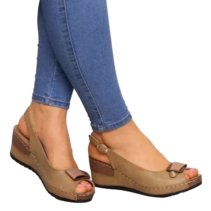 Dame Klassiske Slingback Sandaler med Sløjfedetalje og Spænde