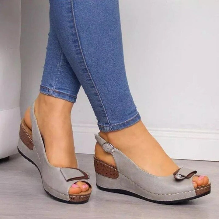 Dame Klassiske Slingback Sandaler med Sløjfedetalje og Spænde