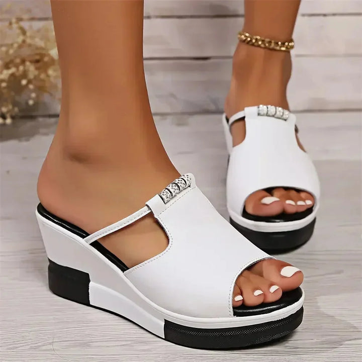 Dame Casual Slip-on Mules med Kontrastsål og Åben Tå