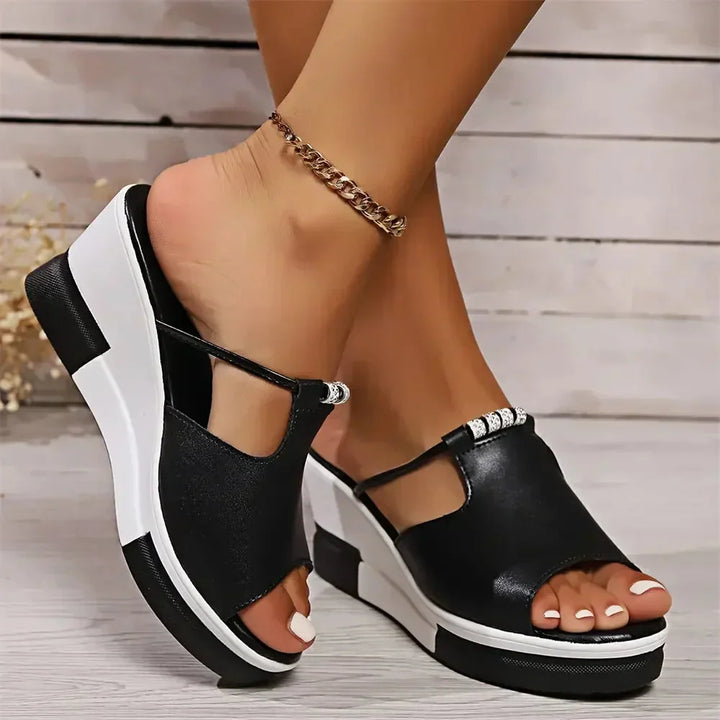 Dame Casual Slip-on Mules med Kontrastsål og Åben Tå