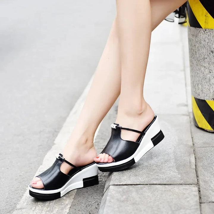 Dame Casual Slip-on Mules med Kontrastsål og Åben Tå
