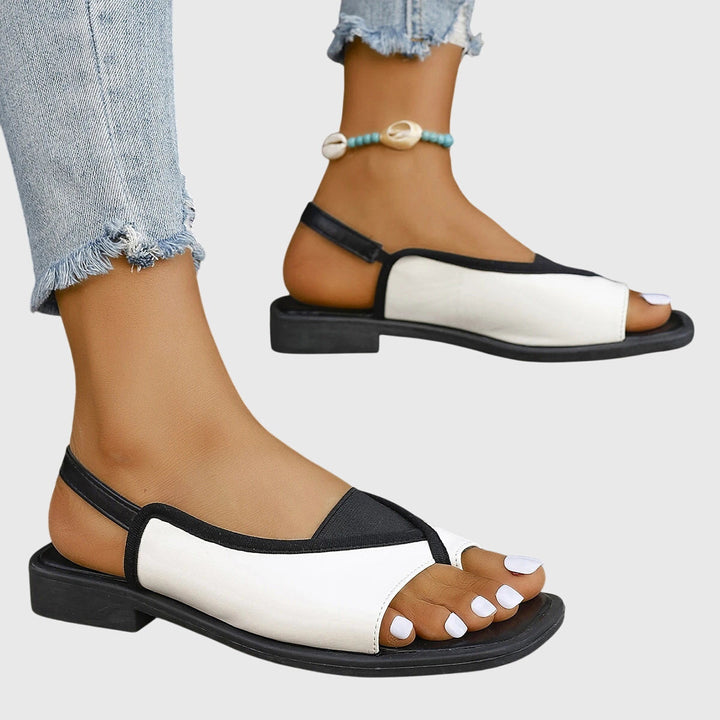 Kvinder Elegante Minimalistiske Sandaler med Tå-splitter og Flad Sål