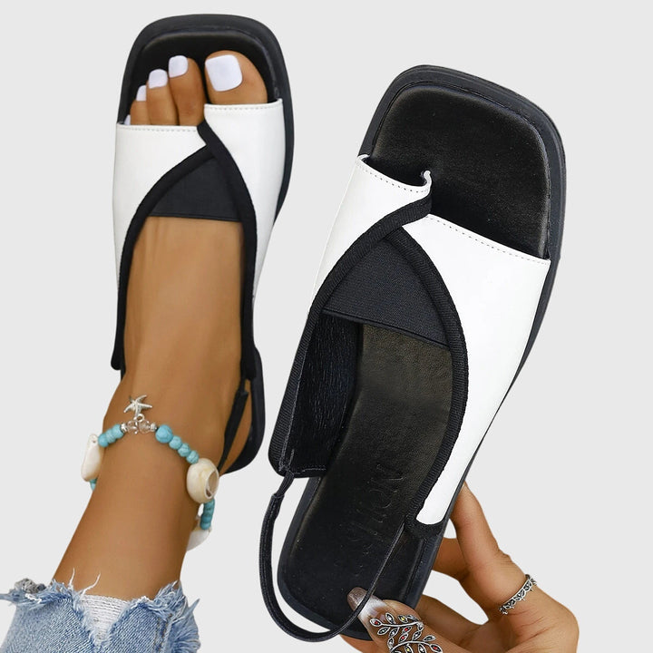 Kvinder Elegante Minimalistiske Sandaler med Tå-splitter og Flad Sål